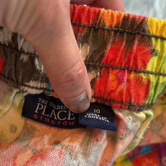 The Children’s Place Stretch Retro Floral Frayed Layer Halter Denim Dress sz 10 - Picture 8 of 9